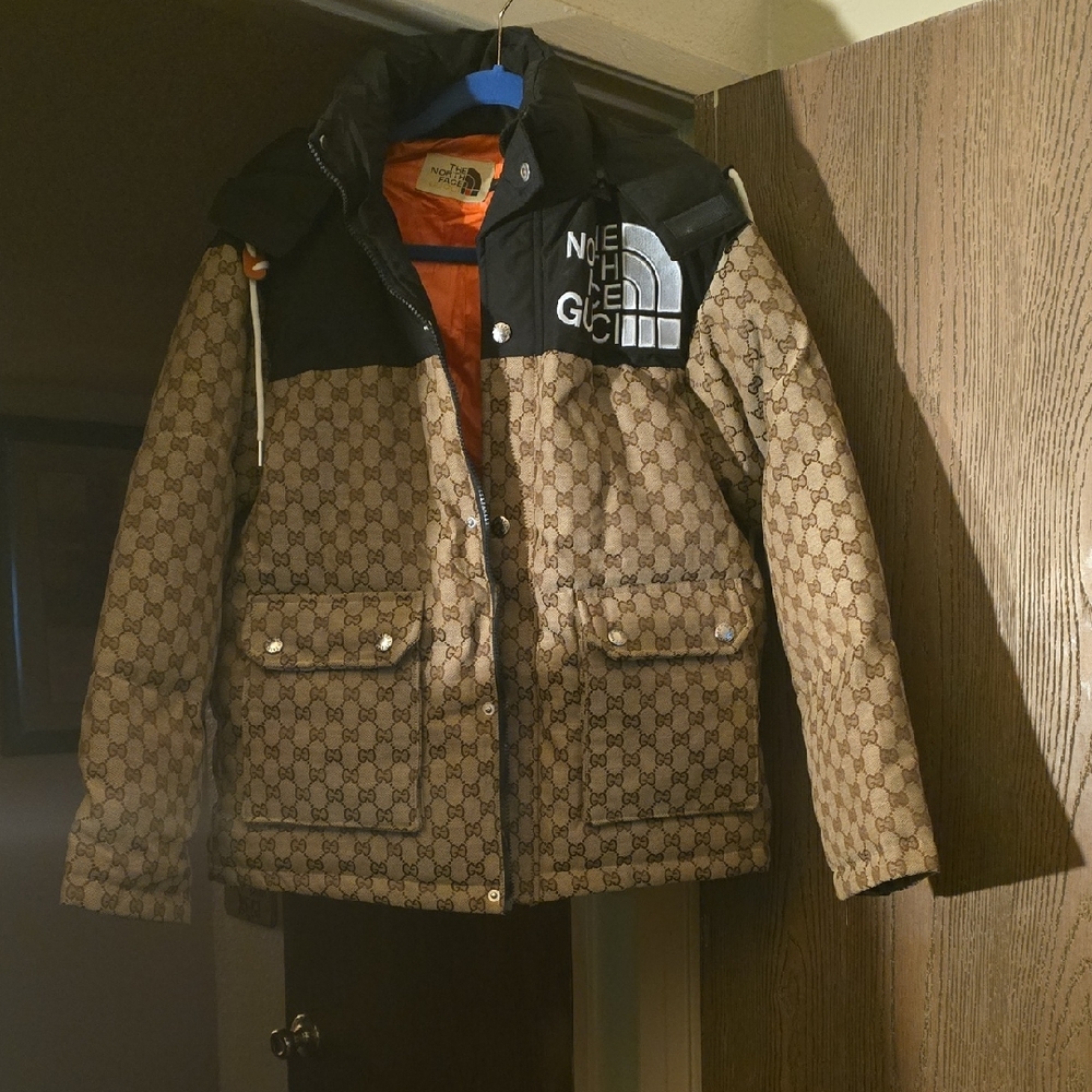 The North Face Black and Brown Logo Jacket